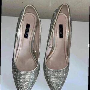 Quip Silver Crystal-Accented Pointed-Toe Pumps